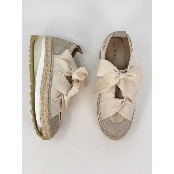 Free People Chapmin Womens Shoes Beige Suede Espadrille Sneaker Chunky 38 US 7.5 - Picture 5 of 10